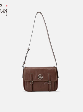 WHY女包复古植鞣牛皮学院风剑桥包休闲百搭邮差包大容量斜挎包新