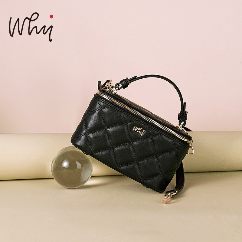 【商场同款】WHY女包小香风菱格盒子包时尚单肩斜挎包真皮链条包,箱包皮具/热销女包/男包,小方包,淘宝优惠券,粉丝福利购,淘宝优惠卷