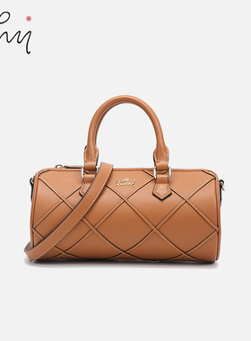 【商场同款】WHY波士顿真皮女包复古风菱格纹高级质感单肩斜挎包