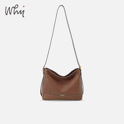 WHY头层植鞣牛皮原创栗子包复古气质腋下包高级感大容量单肩包