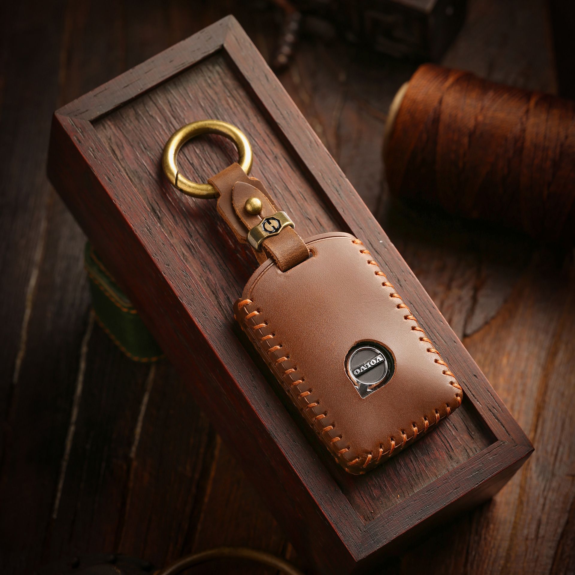 头层牛皮车企官方手工定制钥匙套