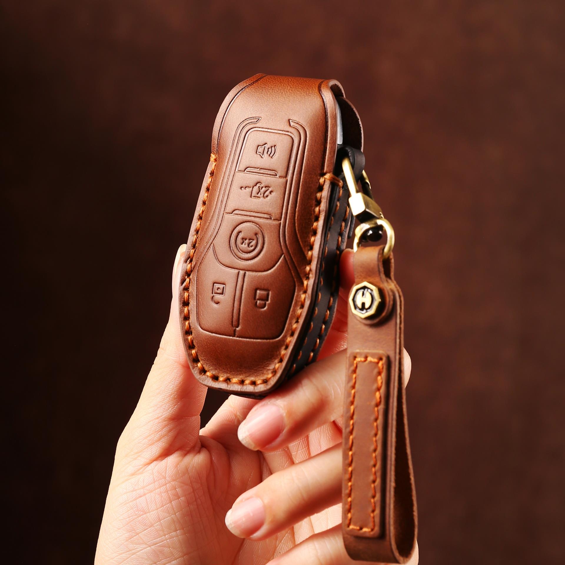 头层牛皮车企手工定制钥匙套