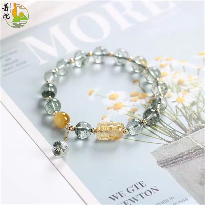 普陀山金满盆天然绿幽灵貔貅手链女款2025年事业水晶手串聚宝盆