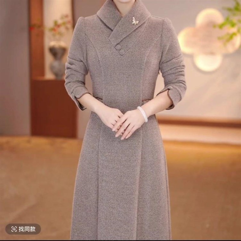 妈妈装改良旗袍2024新款女高端修身秋冬加绒中式国风显瘦连衣裙子