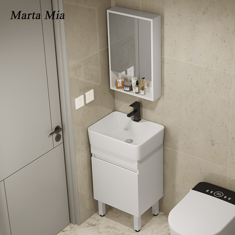 实木浴室柜组合小户型卫生间陶瓷洗手盆小尺寸洗脸盆落地式洗漱台