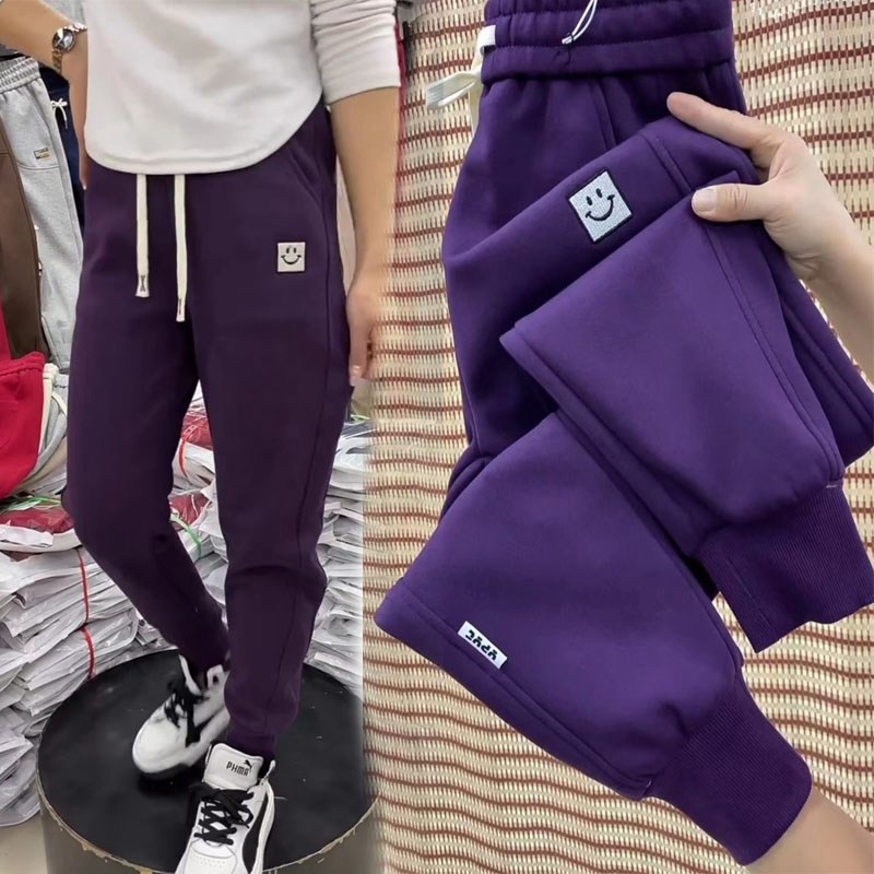 欧货卫裤女春季新款宽松显瘦哈伦裤高腰束脚休闲裤百搭紫色运动裤