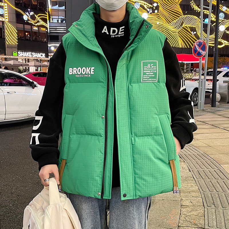 初高中学生羽绒棉马甲青少年男孩秋冬装加厚背心大童立领棉衣外套