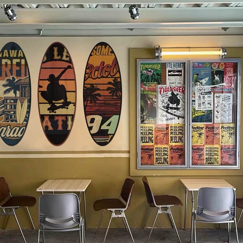 网红拍照区布置打卡背景夏威夷露营风咖啡店装饰墙面摆件馆角厅贴
