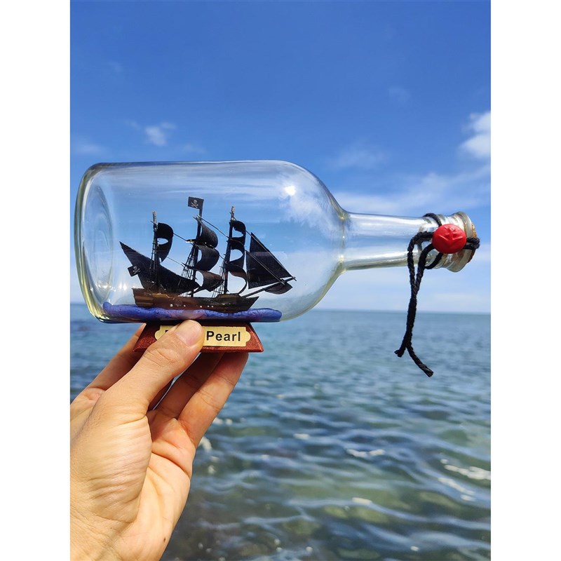 瓶中船摆件黑珍珠号加勒比海盗玻璃漂流瓶许愿瓶创意工艺品礼物小