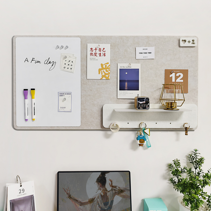 毛毡板留言板洞洞板照片墙软木板磁白板墙贴幼儿园置物架免打孔