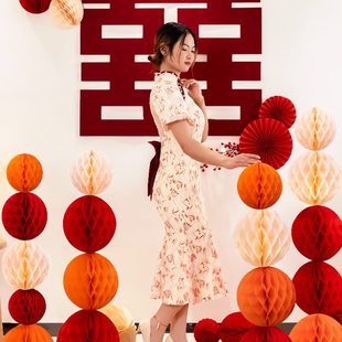 饰婚房布置套装 蜂窝球立柱装 婚礼新房卧室客厅背景墙结婚用品大全