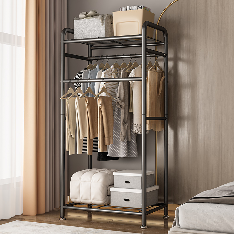 转角挂衣架落地卧室网红衣帽架衣服家用小型收纳层架可移动置物架