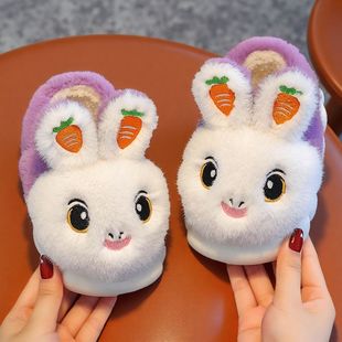 居家日用棉拖鞋 加厚加绒软底可爱防滑冬季 室内包跟保暖鞋 女童棉鞋