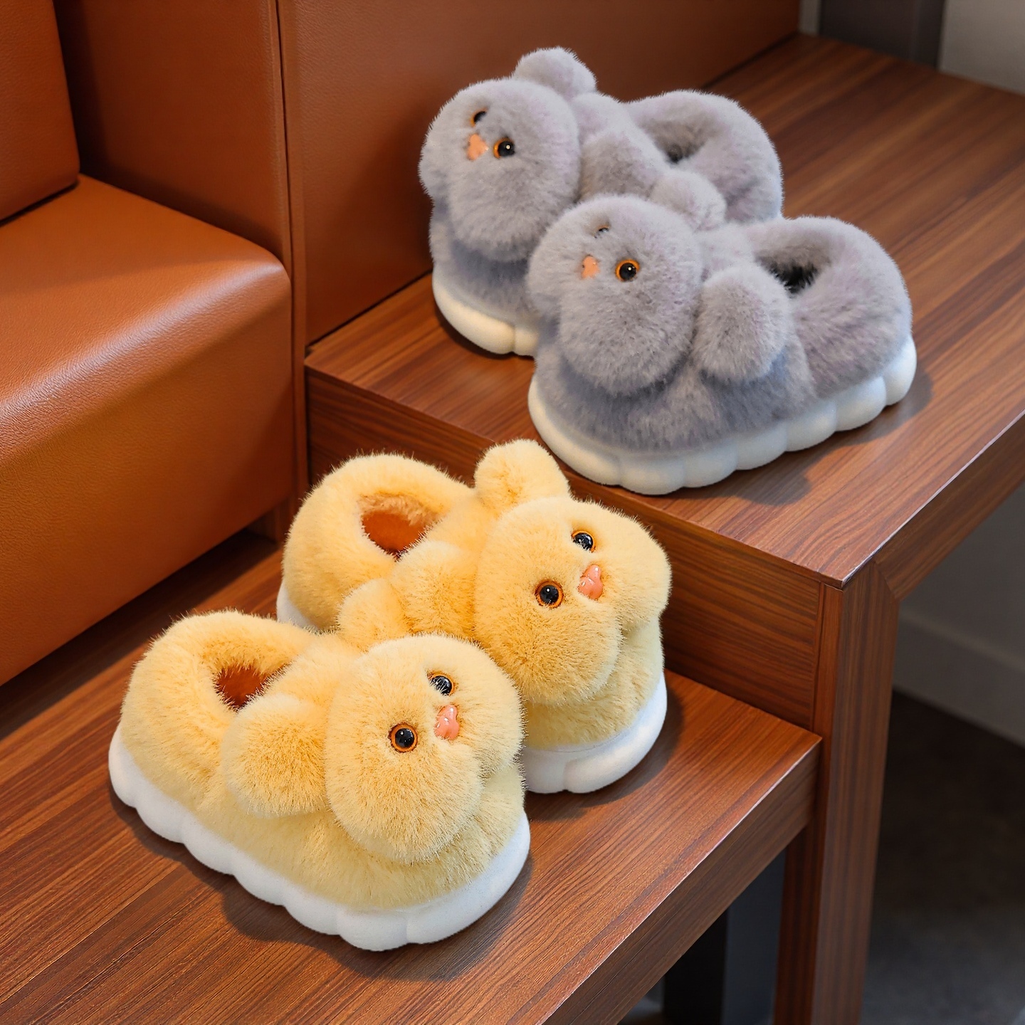 冬季男童加绒防滑软底棉拖鞋