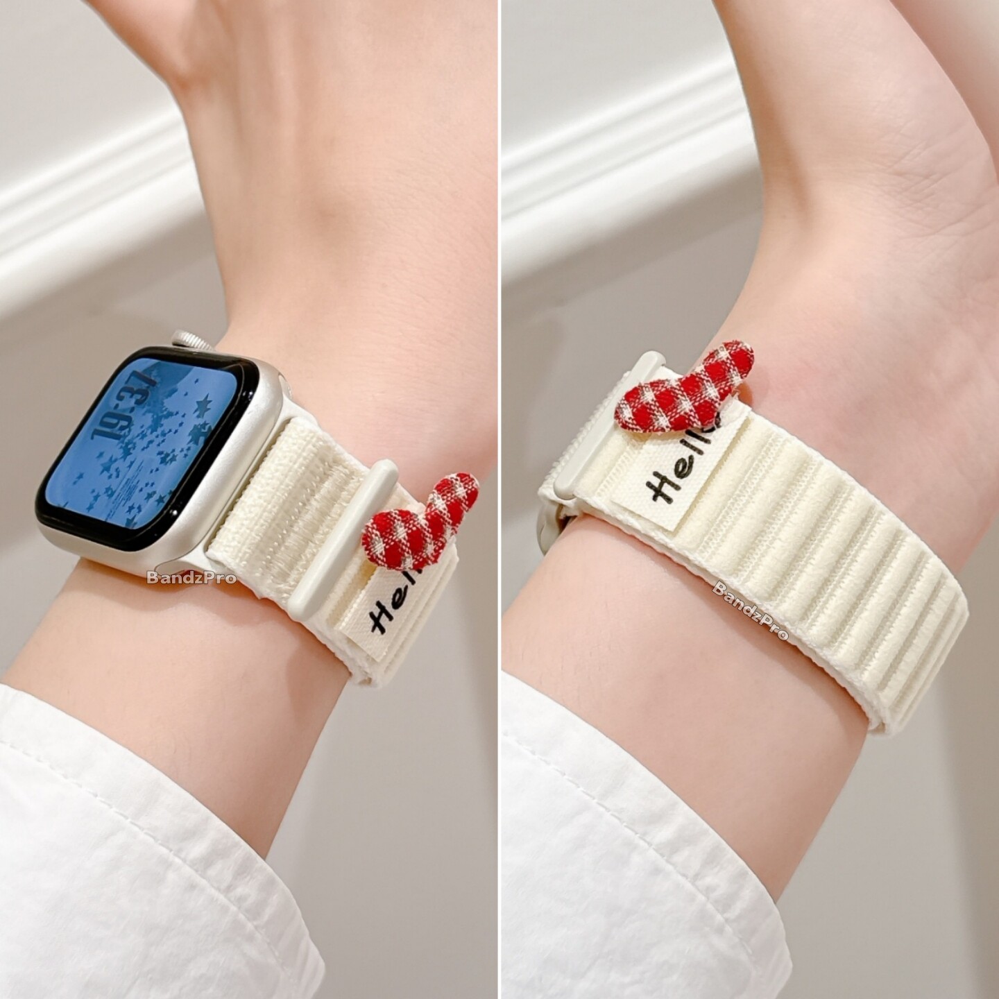 适用iwatch韩系蝴蝶结软尼龙表带图片