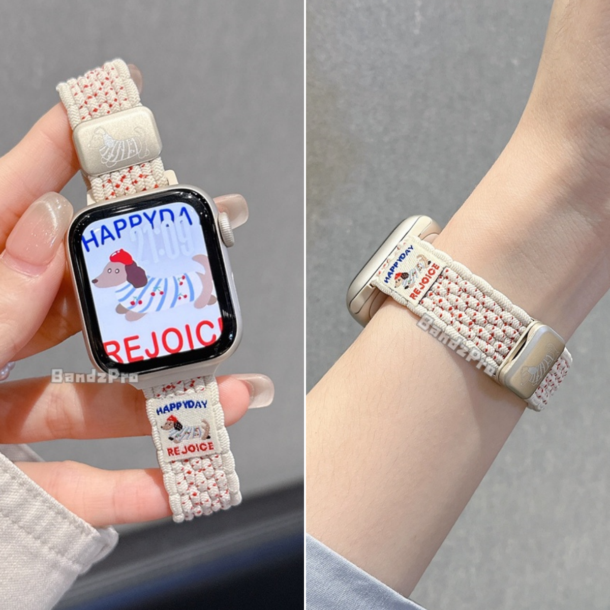 适用iwatch细款腊肠狗编织表带新