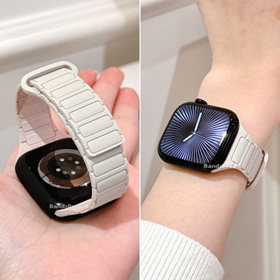 适用iwatch细款带扣磁吸硅胶表带