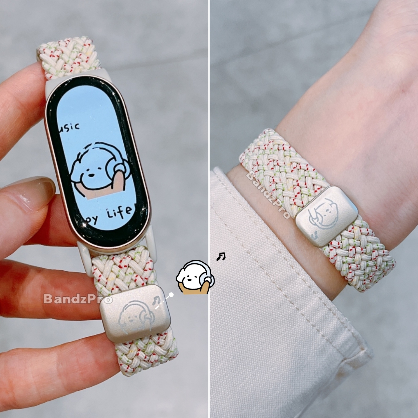 适用小米手环10小狗编织磁吸表带