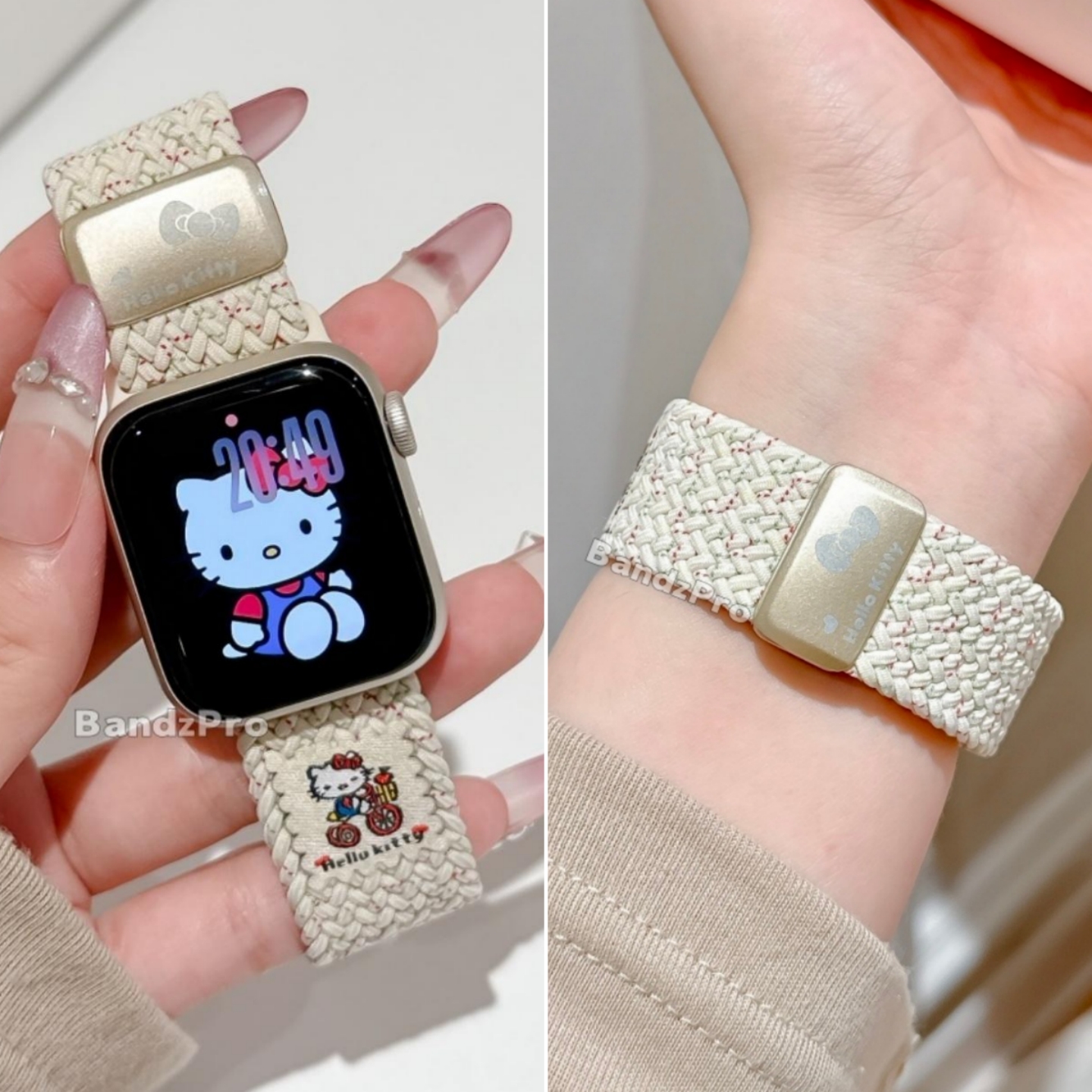 适用iwatch脚踏车Kitty编织表带