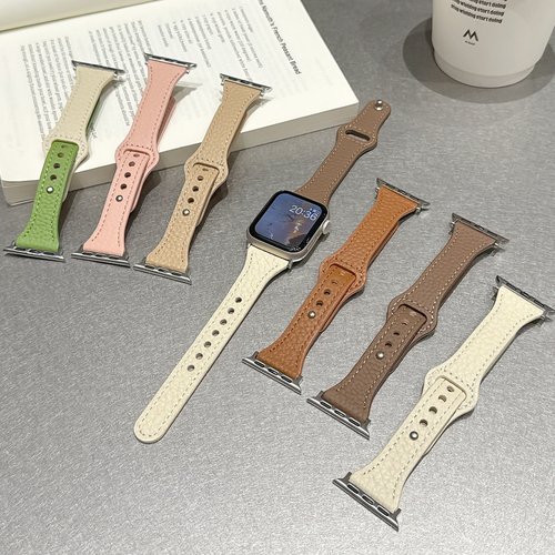 适用iwatch小蛮腰荔枝纹真皮表带