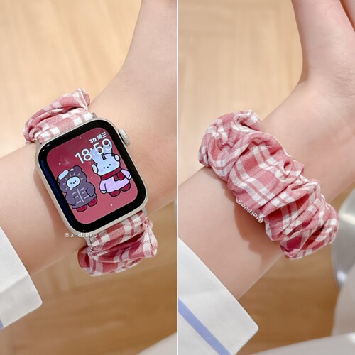适用iwatch韩系可爱发圈表带