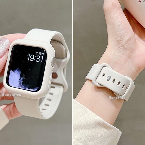 适用iWatch硅胶表带表壳套装简约