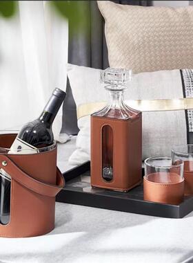 轻奢售楼处样板房茶几酒具托盘创意摆件软装搭配桌面飘窗组合装饰