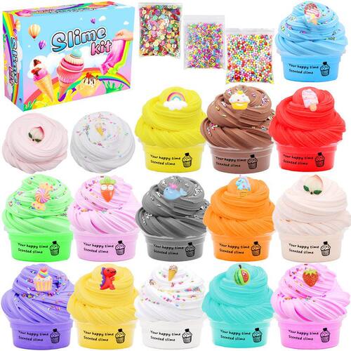 14pcs棉花泥套装slime kit 50ml史莱姆彩泥黄油泥厂家直供
