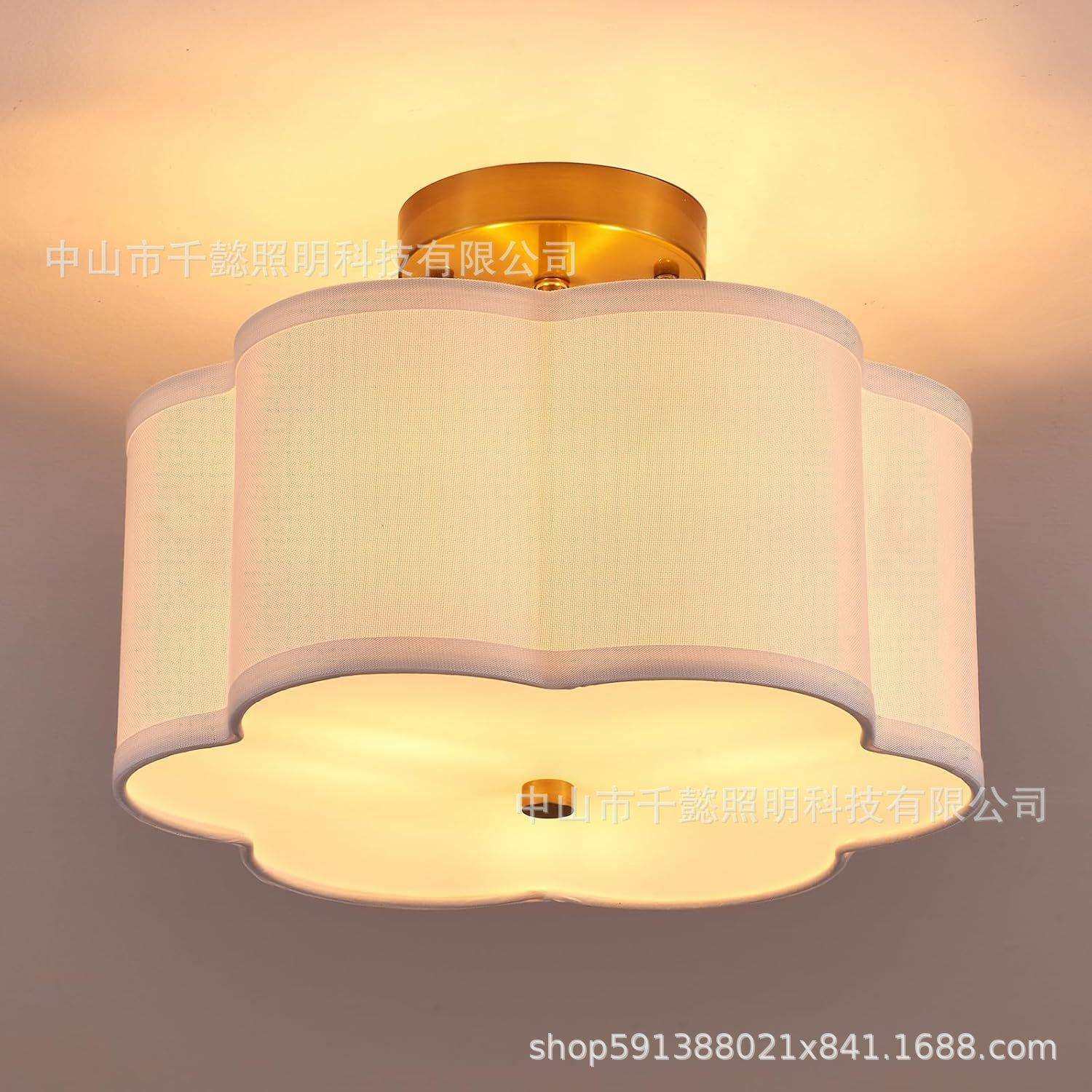 亚马逊跨境供货布艺复古美式美规白色卧室过道花瓣吸顶灯,农机/农具/农膜,其它农用工具,淘宝优惠券,粉丝福利购,淘宝优惠卷