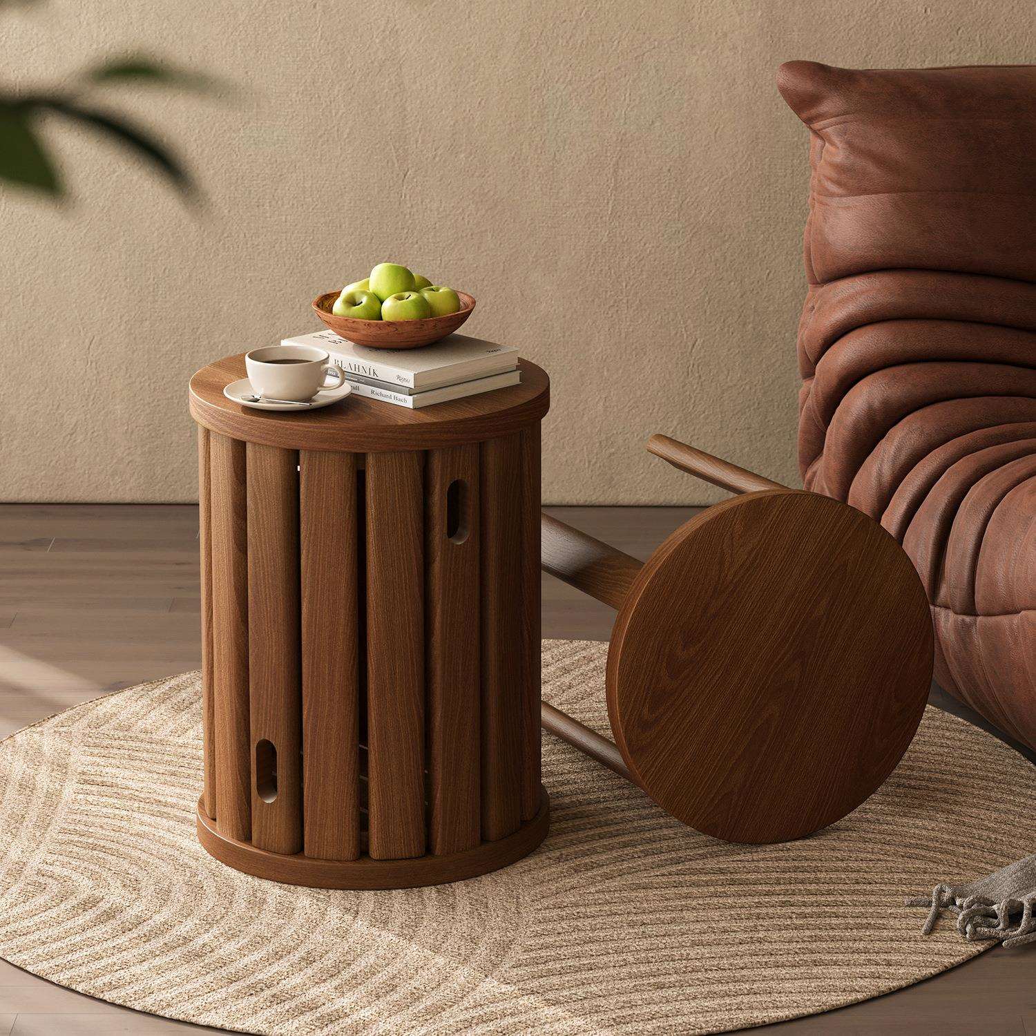 实木凳子家用可叠放简约现代叠叠乐备用凳子折叠圆凳椅子结实耐用