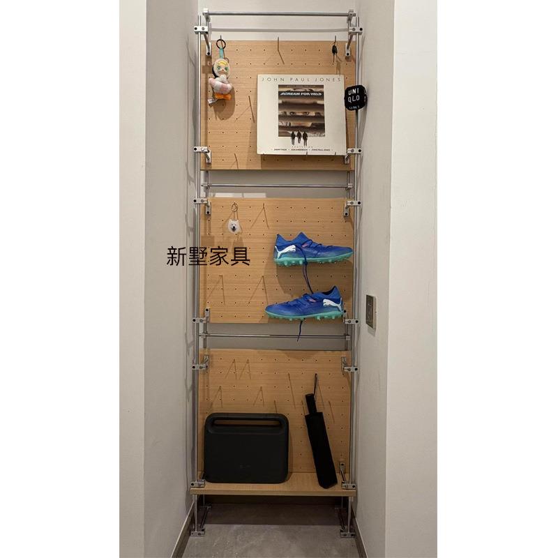 家用不锈钢光轴洞洞板置物架桦木多层板置物架落地多层展示收纳架