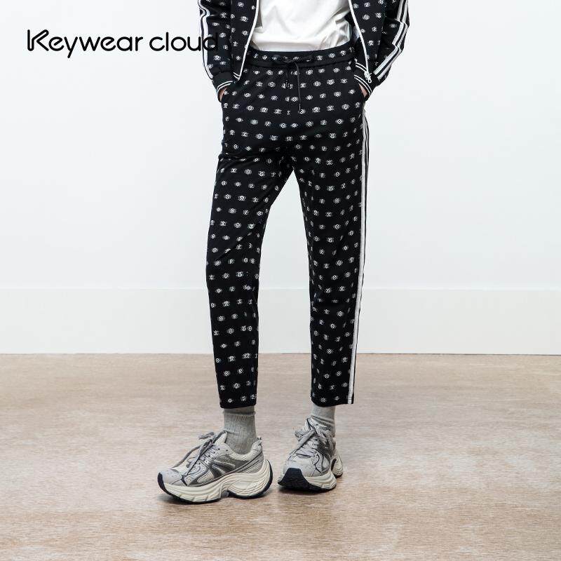 Keywearcloud奇威秋季新款修身老钱图案活力运动裤女装休闲裤长裤