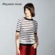 Keywearcloud奇威夏季 上衣 针织衫 圆领拼色条纹毛衣女装 百搭短袖