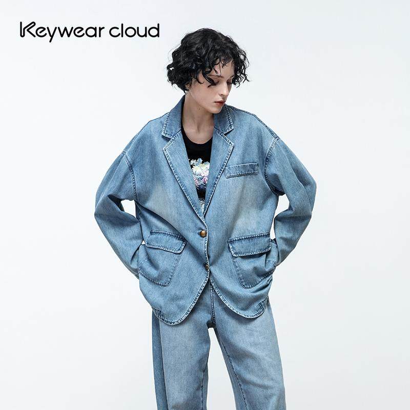 Keywearcloud奇威秋季新款长袖外套宽松薄款西装领大口袋外套开衫,女装/女士精品,西装,淘宝优惠券,粉丝福利购,淘宝优惠卷