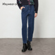 Keywearcloud奇威秋冬百搭九分裤 休闲 蓝色直筒牛仔裤