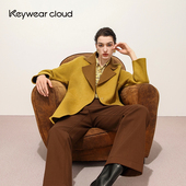 Keywearcloud奇威半高领大翻领绣花长袖 上衣