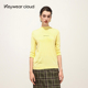 Keywearcloud奇威清新奶油黄垂感半高领宽松休闲版 五分袖 上衣