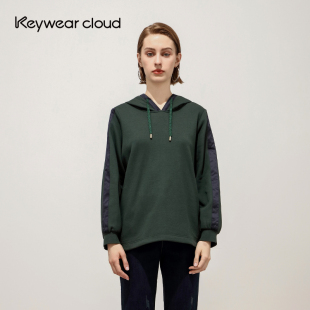新款 Keywearcloud奇威秋季 女装 纯色长袖 上衣 连帽卫衣宽松大码