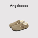 日本Angelcocoa加绒圆头博肯鞋女一脚蹬单鞋懒人毛毛鞋