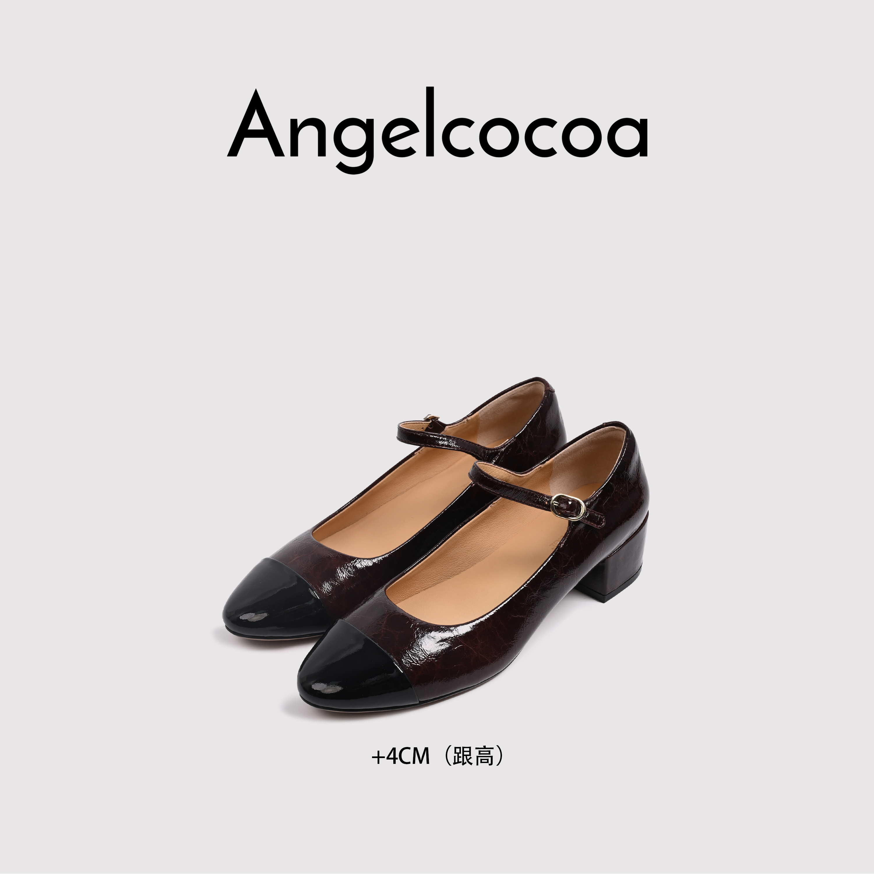 日本Angelcocoa新款圆头拼接色鞋