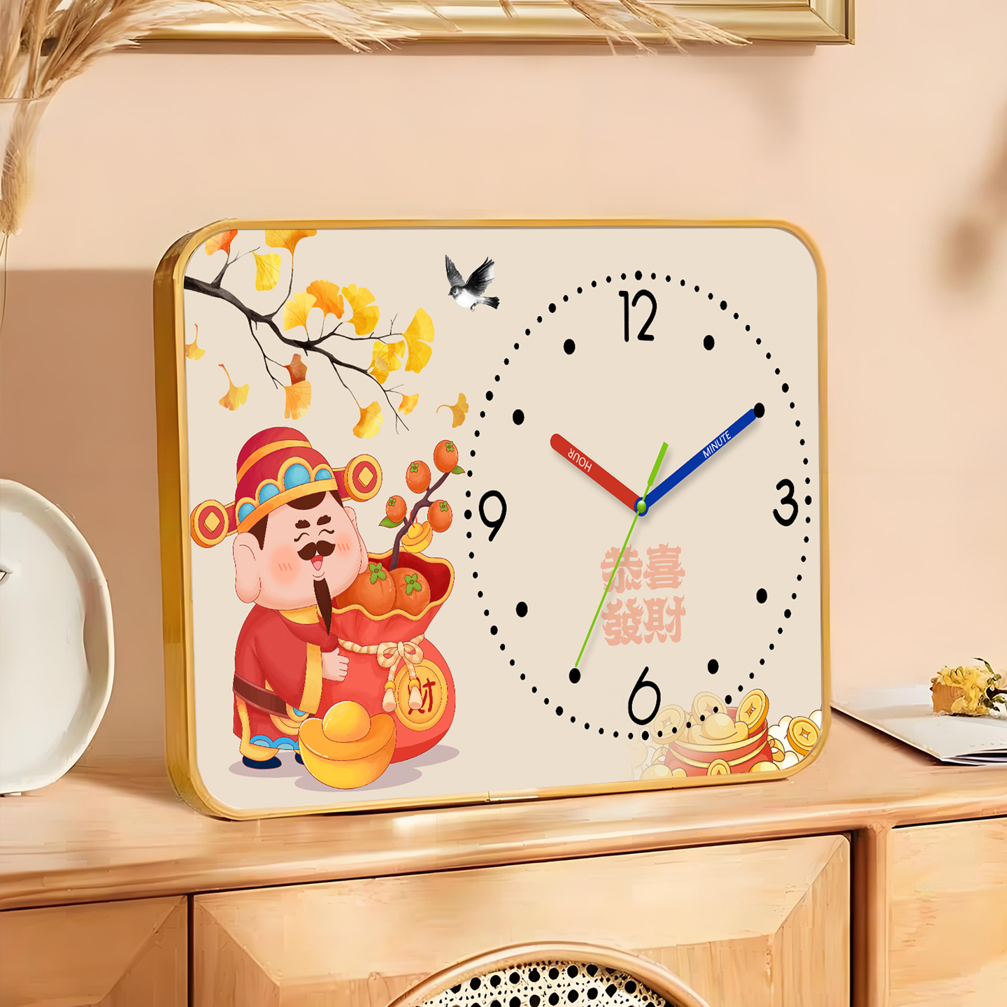 新款暖居座鐘擺放時鐘靜音擺件