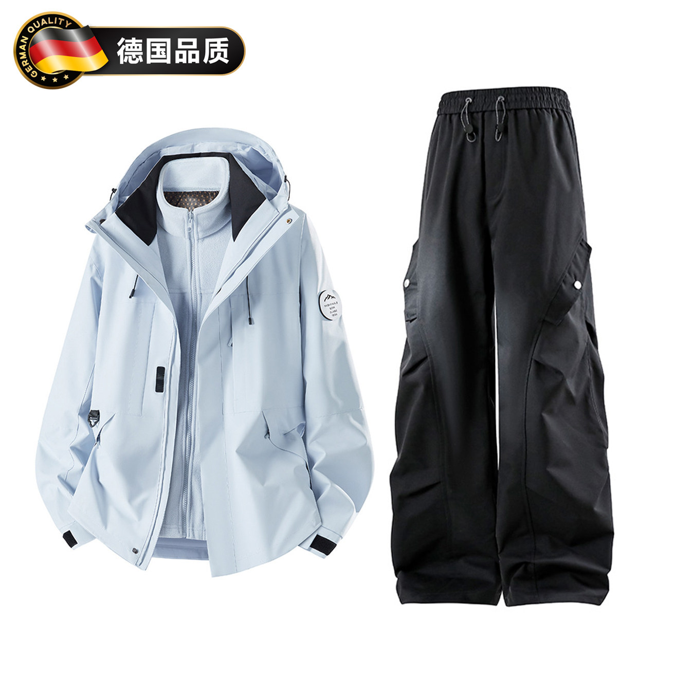 德国冲锋衣套装防风防水男女新款户外运动登山可拆卸三合一秋冬季