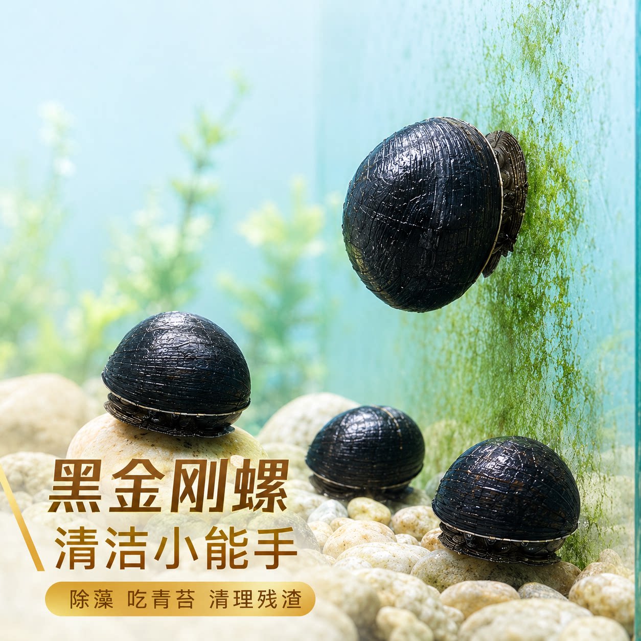黑金刚螺除藻工具螺鱼缸龟缸除藻苹果螺斑马螺淡水观赏螺不吃水草图片