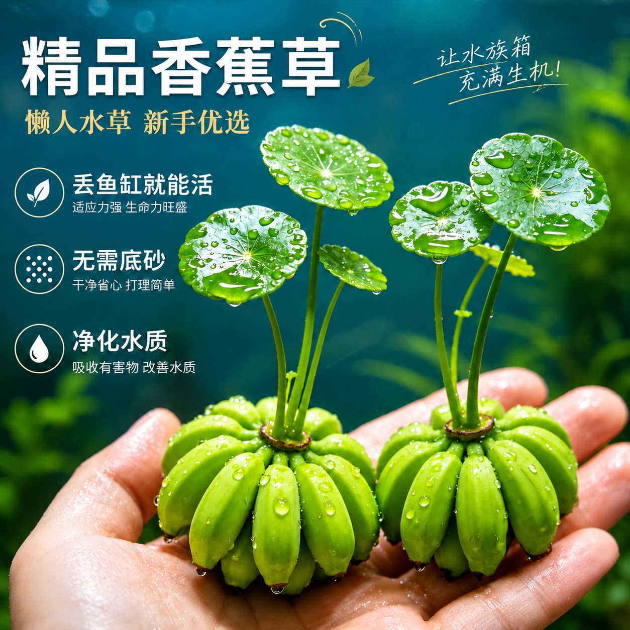 香蕉草水草鱼缸专用植物免打理新手懒人好养绿植净化水质造景增氧