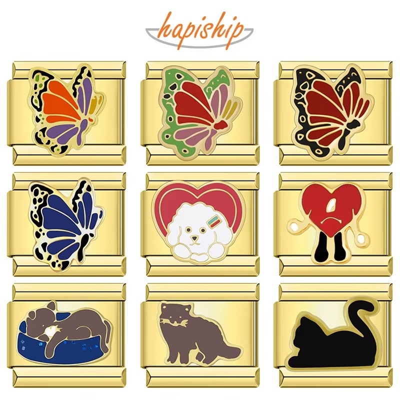 Hapiship金色动物模块手链DIY女