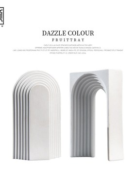 简约现代抽象白色几何摆件客厅玄关办公室样板间家居软装饰品