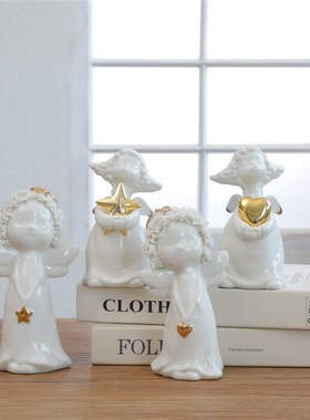 创意小众可爱天使陶瓷装饰摆件高级感客厅酒柜婚礼礼物桌面摆设