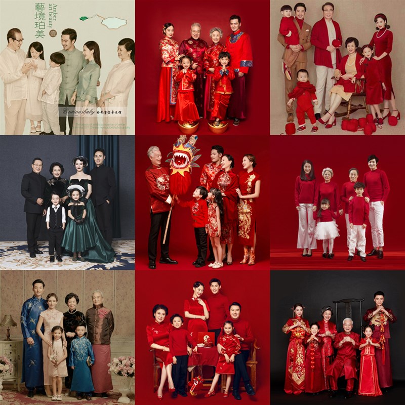 2021新款影楼亲子装 儿童摄影服装 一家六口全家福艺术拍照写真服