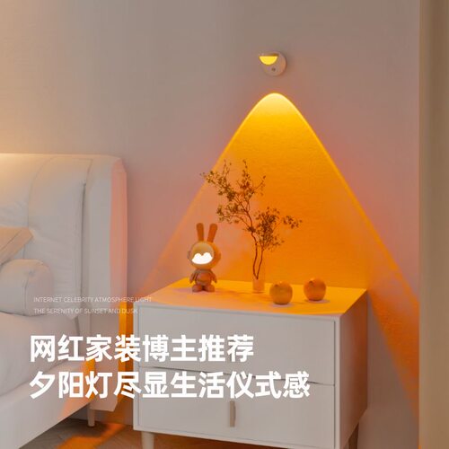 妃饰卧室床头背景充电夕阳红壁灯