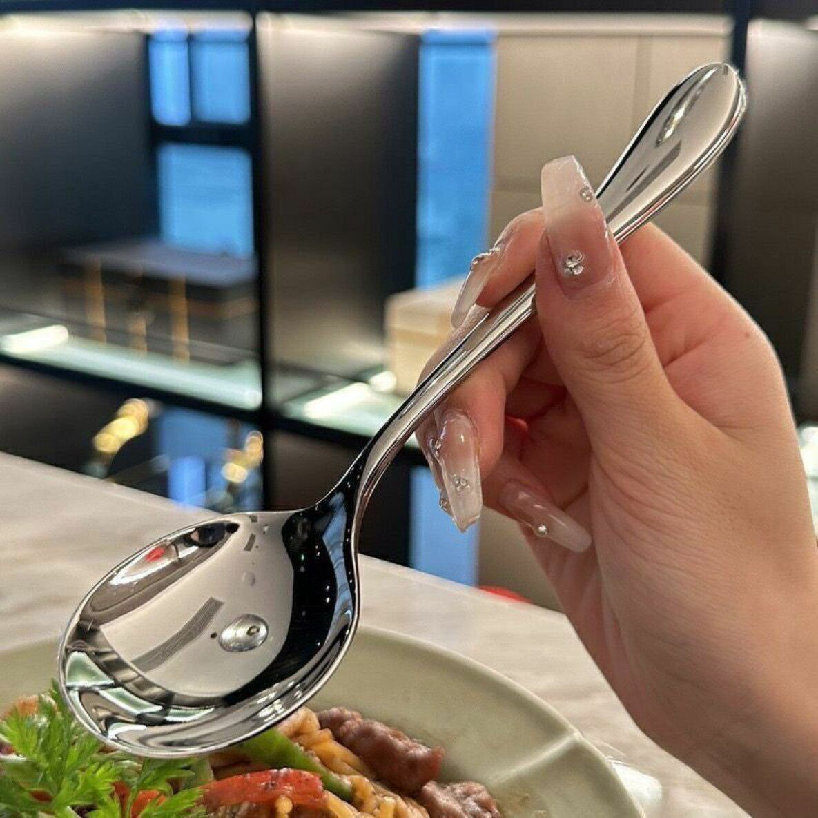 网红抗菌特厚大头西餐汤勺